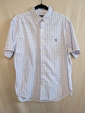 Polo by Ralph Lauren White & Blue Windowpane Short-Sleeve Button-Down